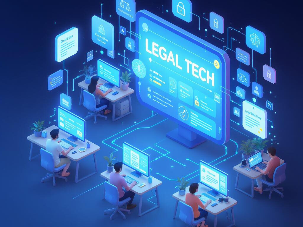 Isometric 3D illustration of startup team using legal tools like Clerky, DocuSign, and Termly with floating icons for contracts, security, and compliance in 2025