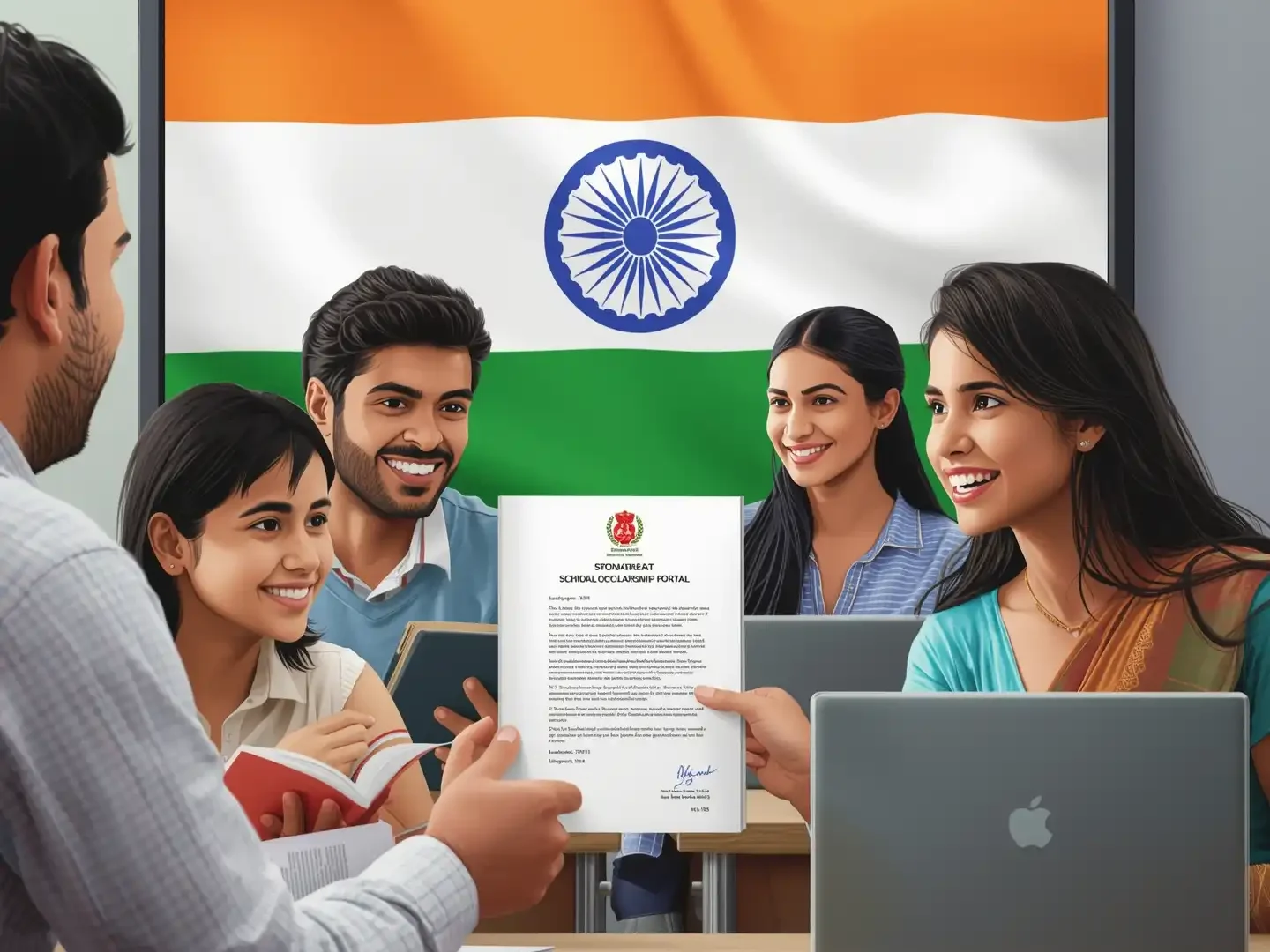 Students receiving scholarship approval under NSP Mukhya Mantri Vidyarthi Kalyan Yojna 2025 for higher education support in India