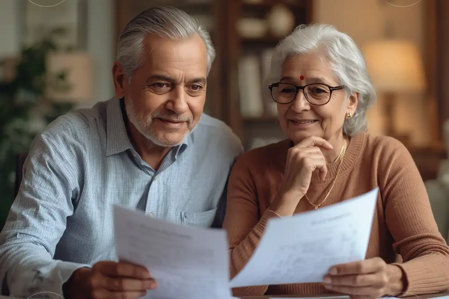 Realistic humanized image showing a super senior citizen planning finances, highlighting super senior citizen tax rules and deductions.