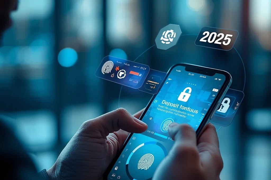 Customer using secure digital banking app in 2025 with RBI compliance and deposit protection features