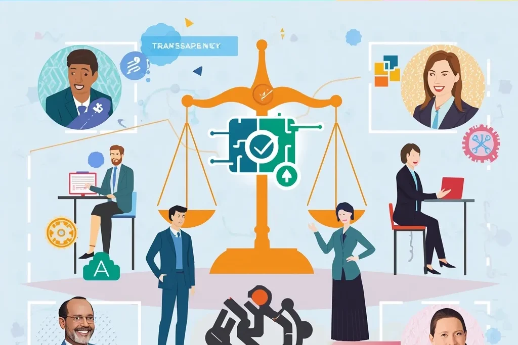 Infographic showing ethical AI use and judicial integrity inspired by Kerala High Court digital policy framework.
