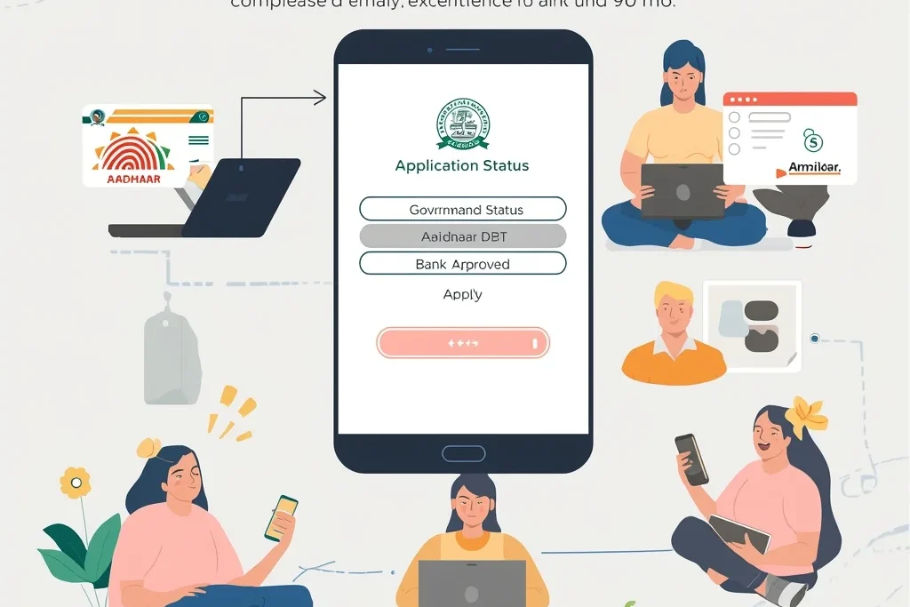 Women completing Bihar government Maiya Samman Yojana online registration for financial assistance through DBT.