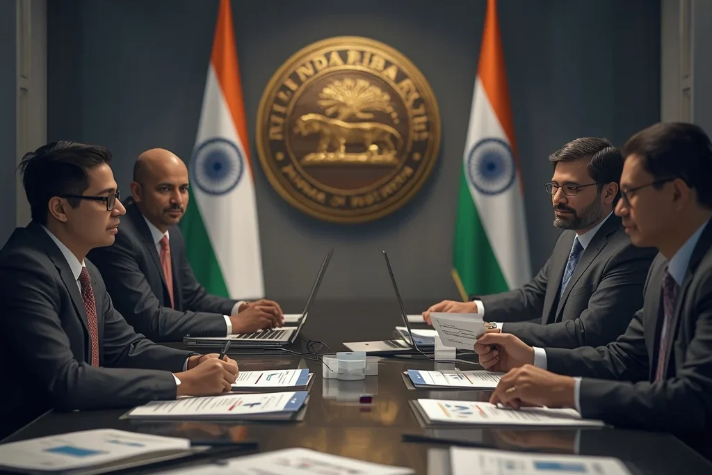 Foreign executives and Indian officials discussing FEMA 2025 compliance and RBI foreign office regulations in India.