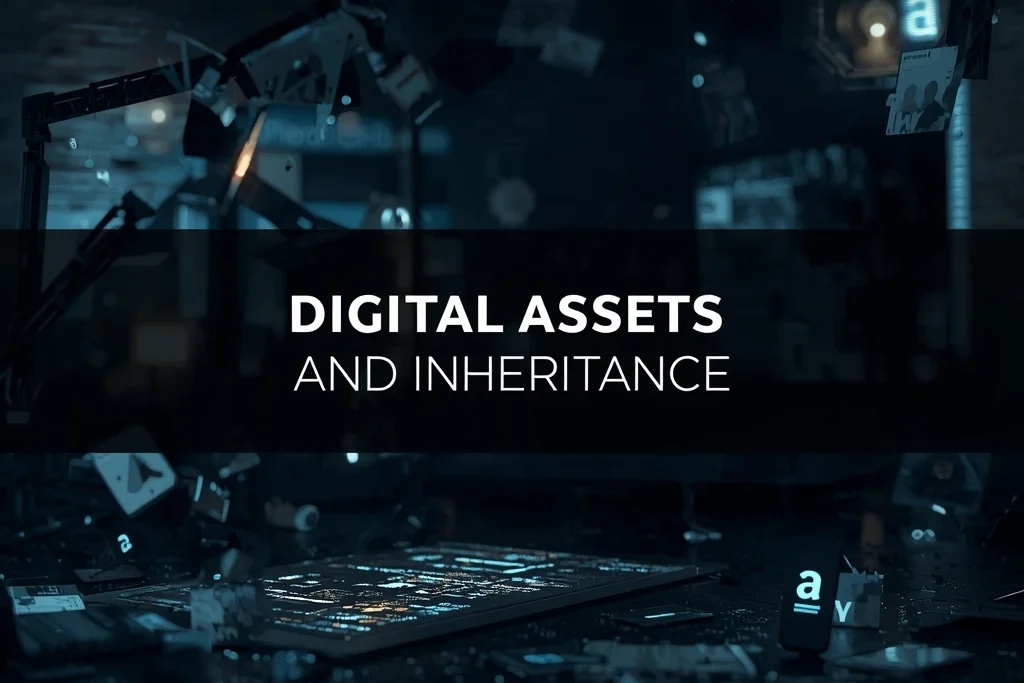Accidental-style background showing the concept of Digital Assets and Inheritance in India with a prominent banner on digital estate planning.
