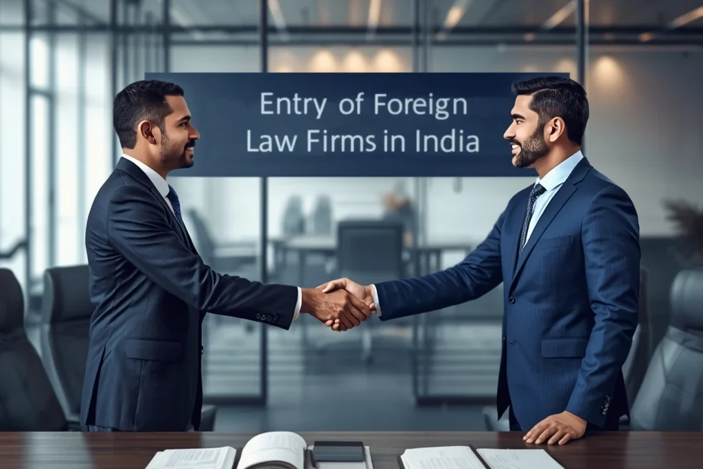 Law-themed image showing courtroom scene representing entry of foreign law firms in India.