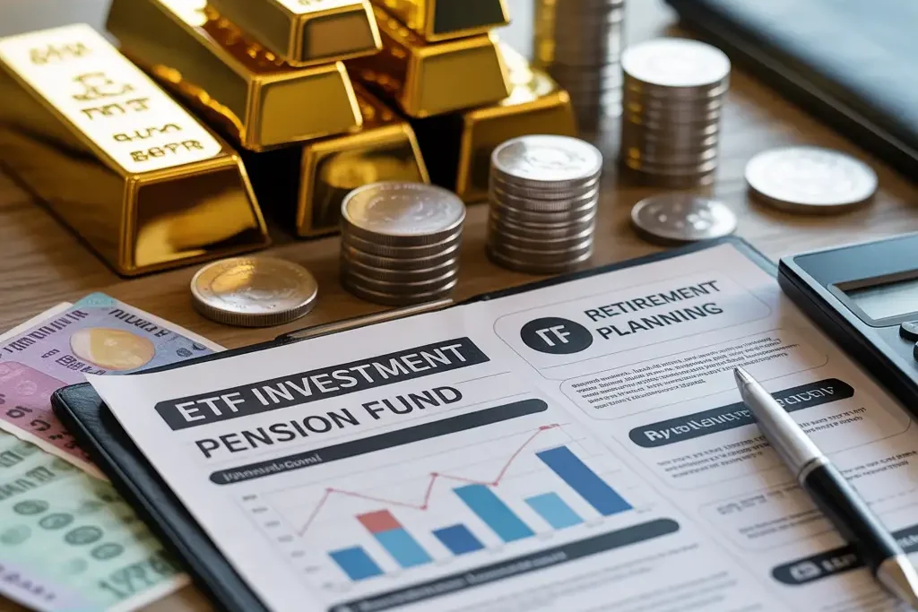 Changes to Pension Investment Rules in India showing gold and silver ETFs with pension fund documents.