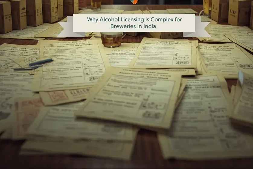 Regulatory hurdles for brewing industry in India with licensing paperwork and state-level controls.
