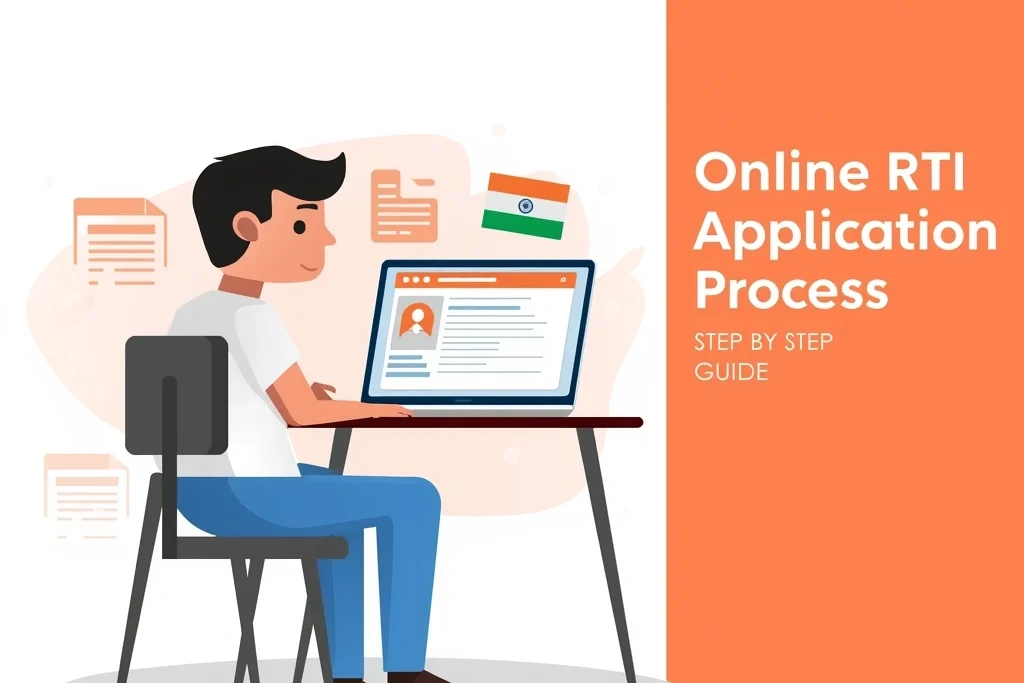 RTI Application Process in India – applicant handing RTI request documents at government information office.