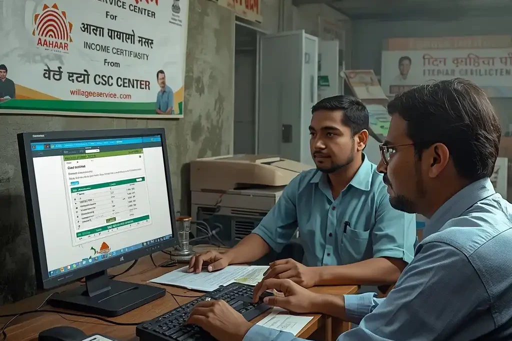 How to apply income certificate online India using CSC center with operator assisting applicant