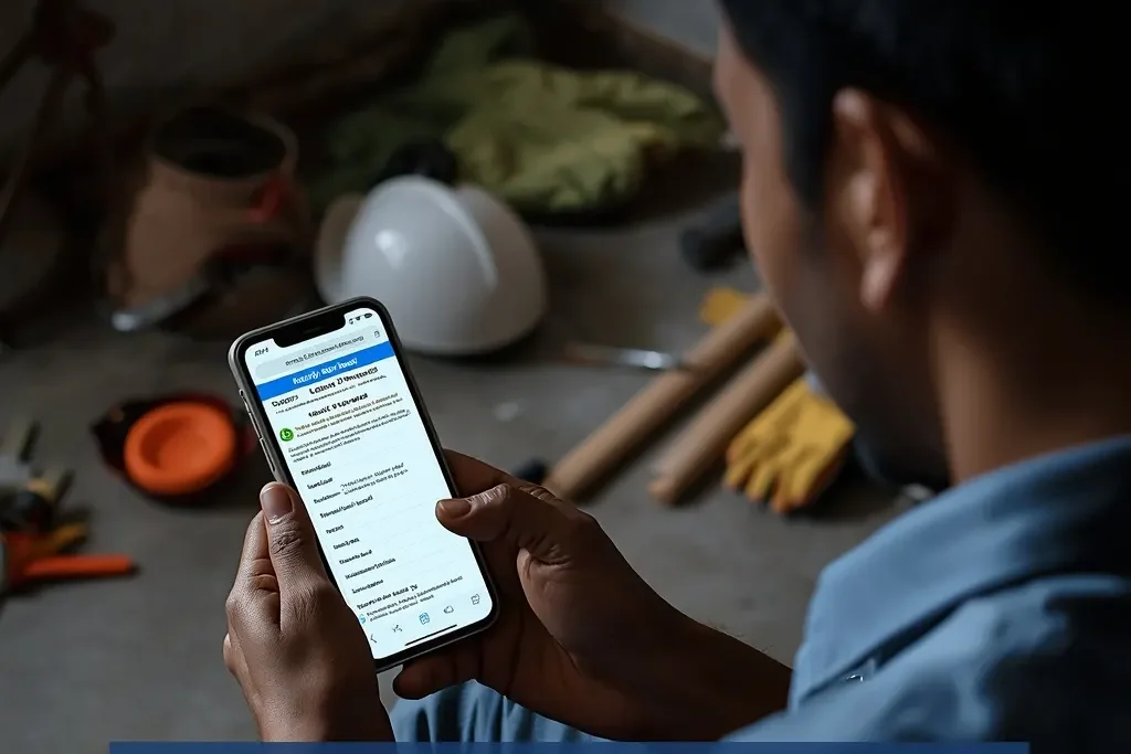 How to Apply Labour Card in India using smartphone with official government portal screen visible