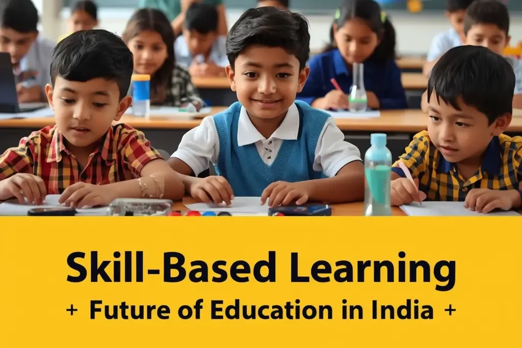 Students doing robotics and experiments in classroom highlighting NEP 2020 key features and skill-based learning in India