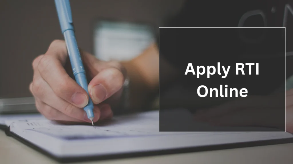 RTI Application Process in India – citizen filing Right to Information request at RTI office with online application banner.