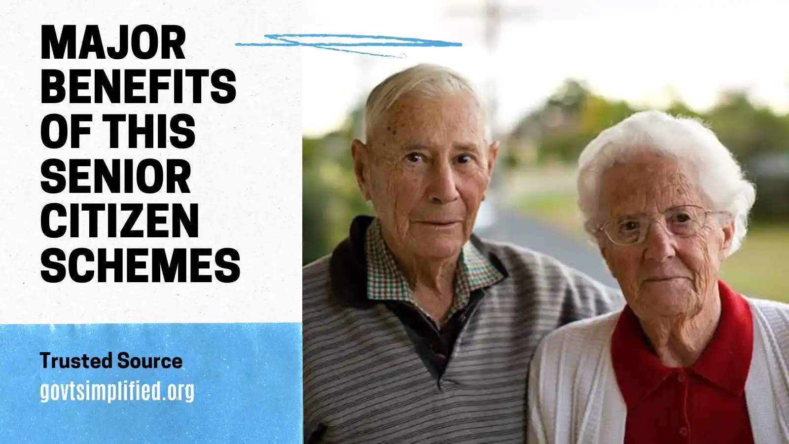 Senior citizen schemes in India helping elderly couple apply for pension and savings benefits at government office