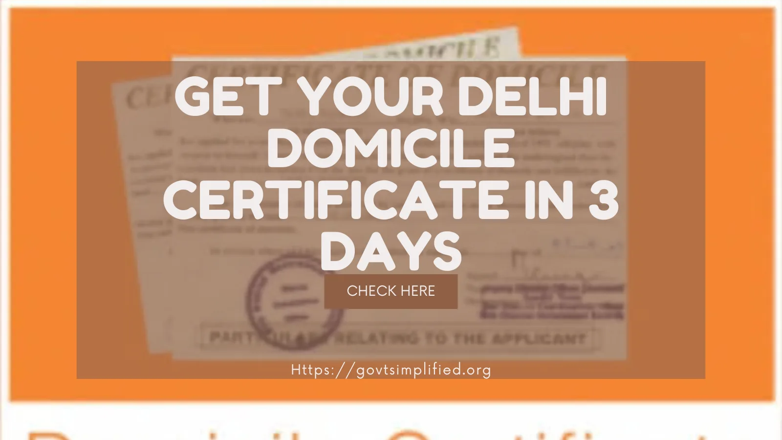Delhi domicile certificate apply online through Delhi e-District portal with residents in background.