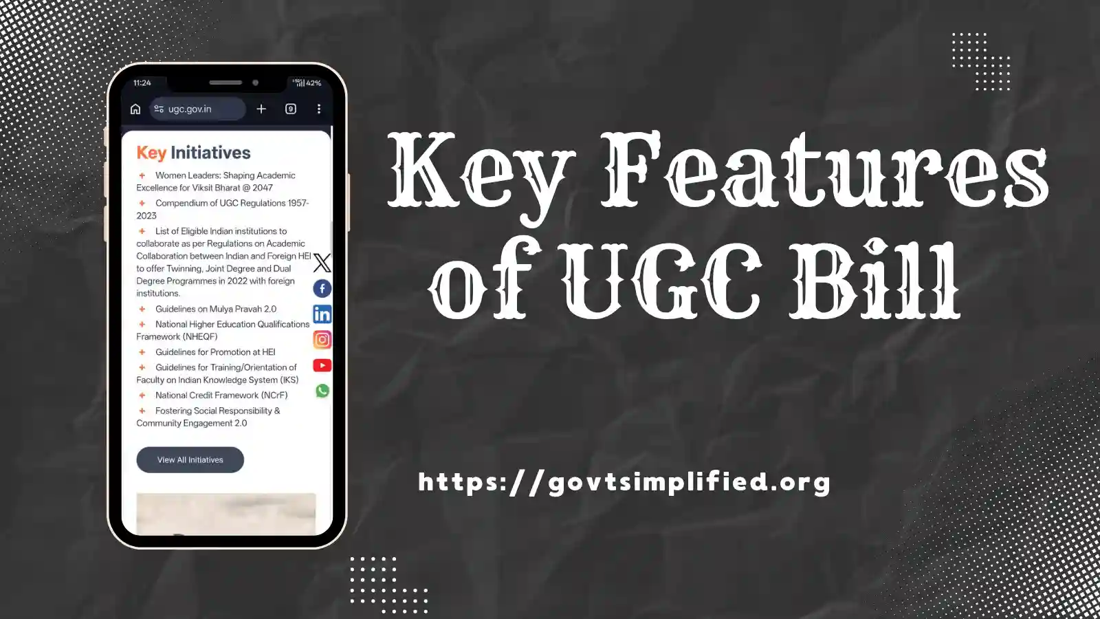 Indian college student studying with phone showing impact of Key features of UGC Bill