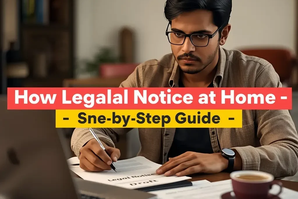 Legal notice format India image of person drafting legal notice at home