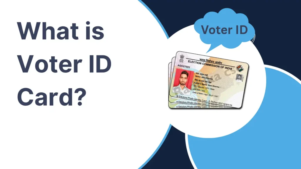 Young Indian voter showing voter card at polling booth during Voter ID Card Apply Online awareness campaign.