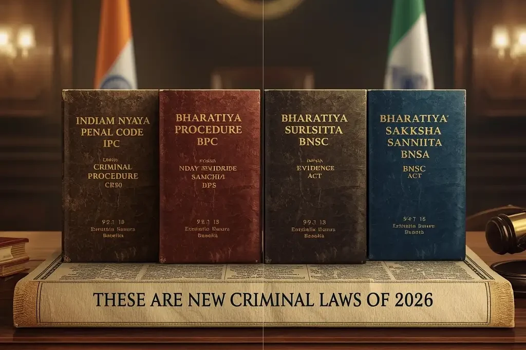 New Criminal Laws India 2026 explained with IPC vs BNS, CrPC vs BNSS comparison