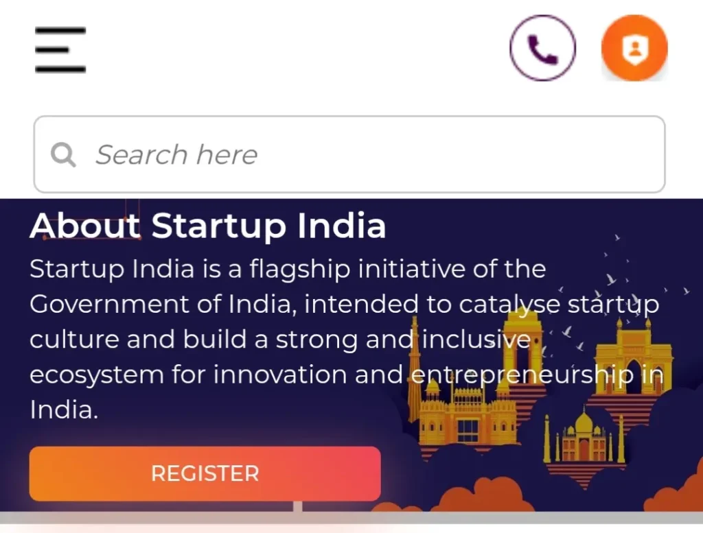 Home page of startupindia.gov.in