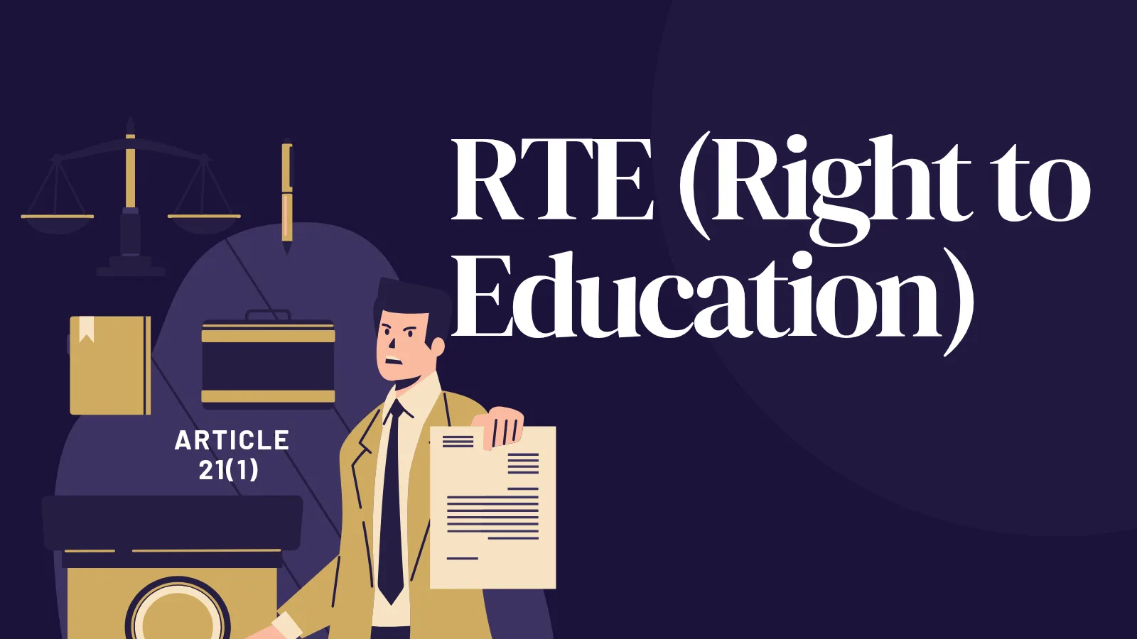 A banner showing RTE Act which force under Article 21 clause 1