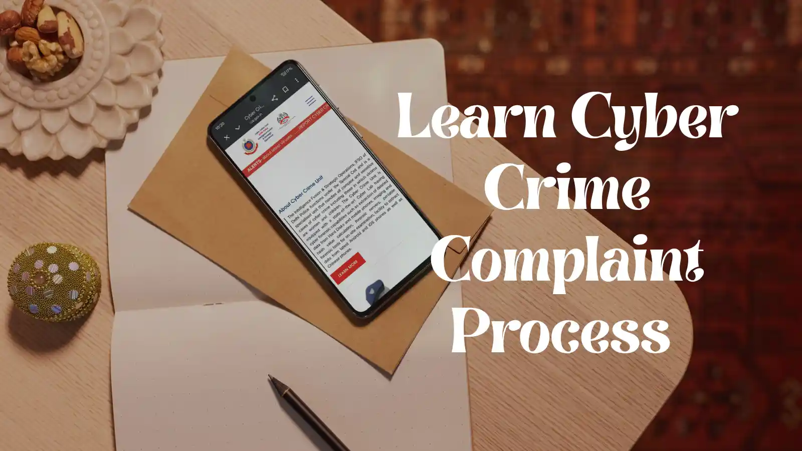 How to file cyber crime complaint online India concept showing scam alert on smartphone with cybersecurity warning