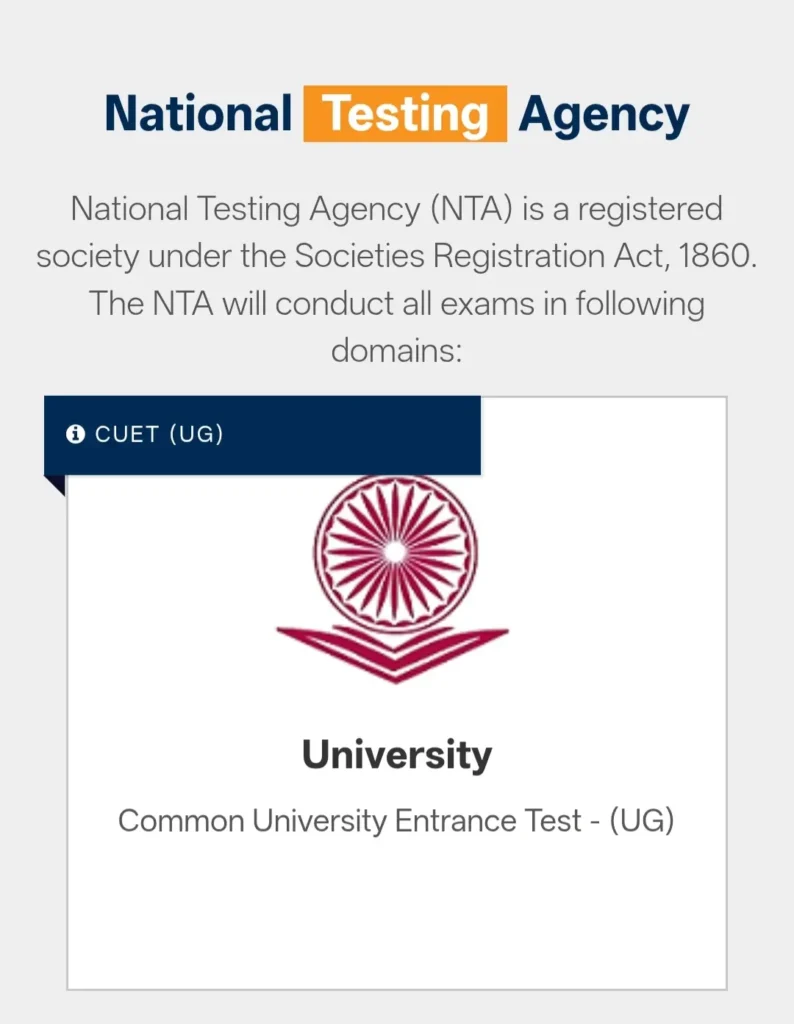 Official portal of NTA (National Testing Agency) which is a registered society .