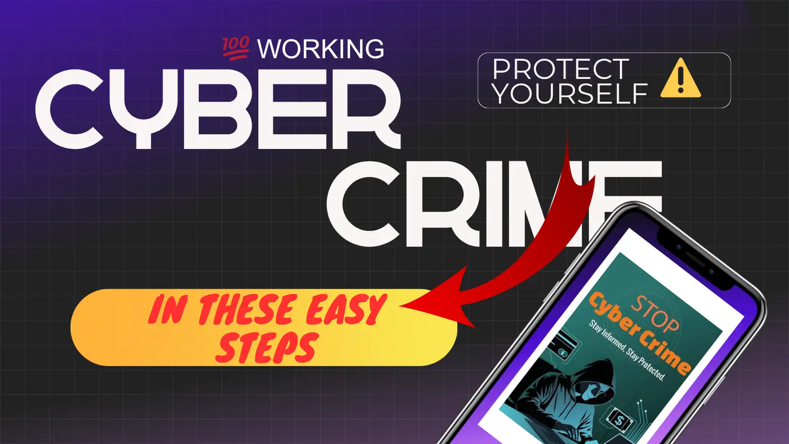 Cyber Crime Complaint Process India concept showing hacker working on computer with cybersecurity warning