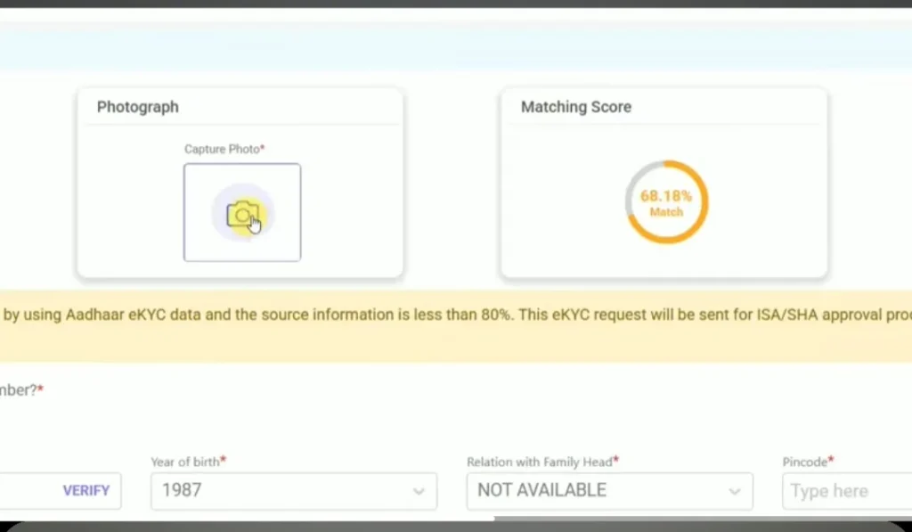 Uploading a live photo and completing face verification e-KYC