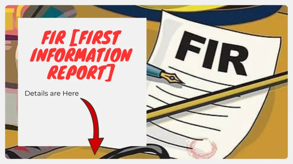 FIR online complaint India process shown with a paper and a banner showing First Information Report 