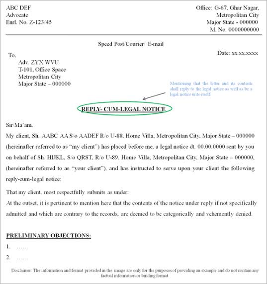 Legal notice format India image real legal notice is is only used as sample or example for you.